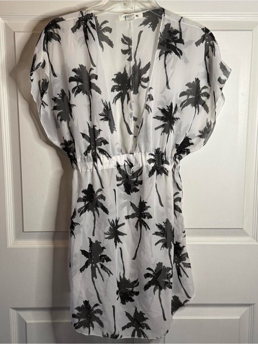Miken Swim Black Palm Print Cover-Up on White